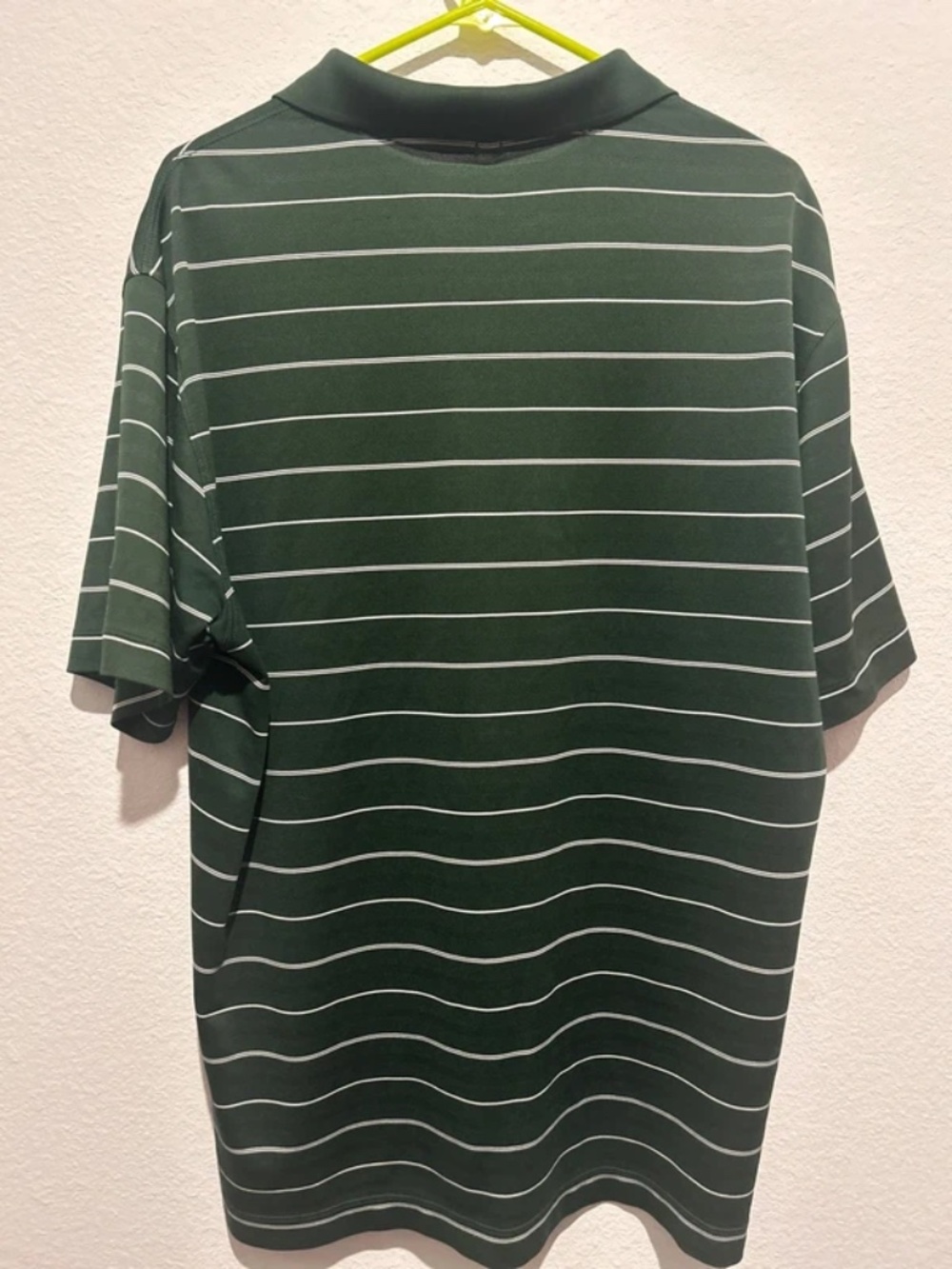 Nike Golf Dri Fit Sport Dark Green Striped Polo Shirt Sz. L - Picture 4 of 8